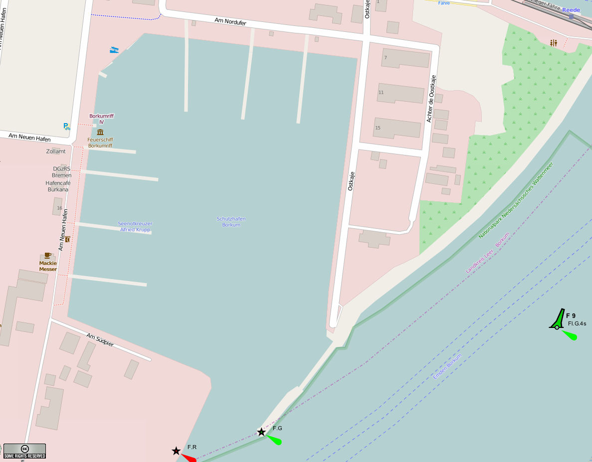 Borkum Hafen Burkana - Karten von openseamap.org