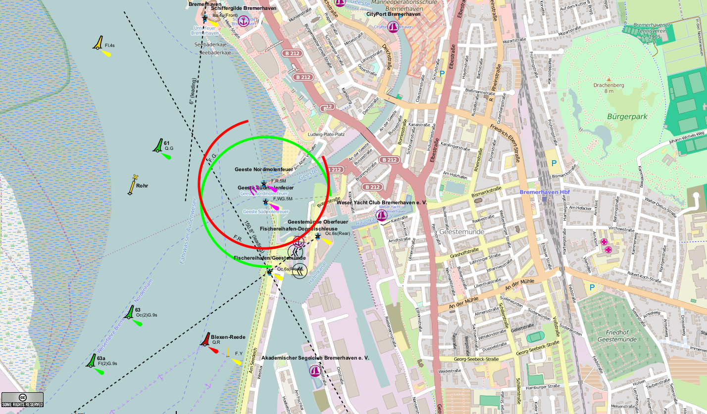 Bremerhaven Hafen - Karten von openseamap.org