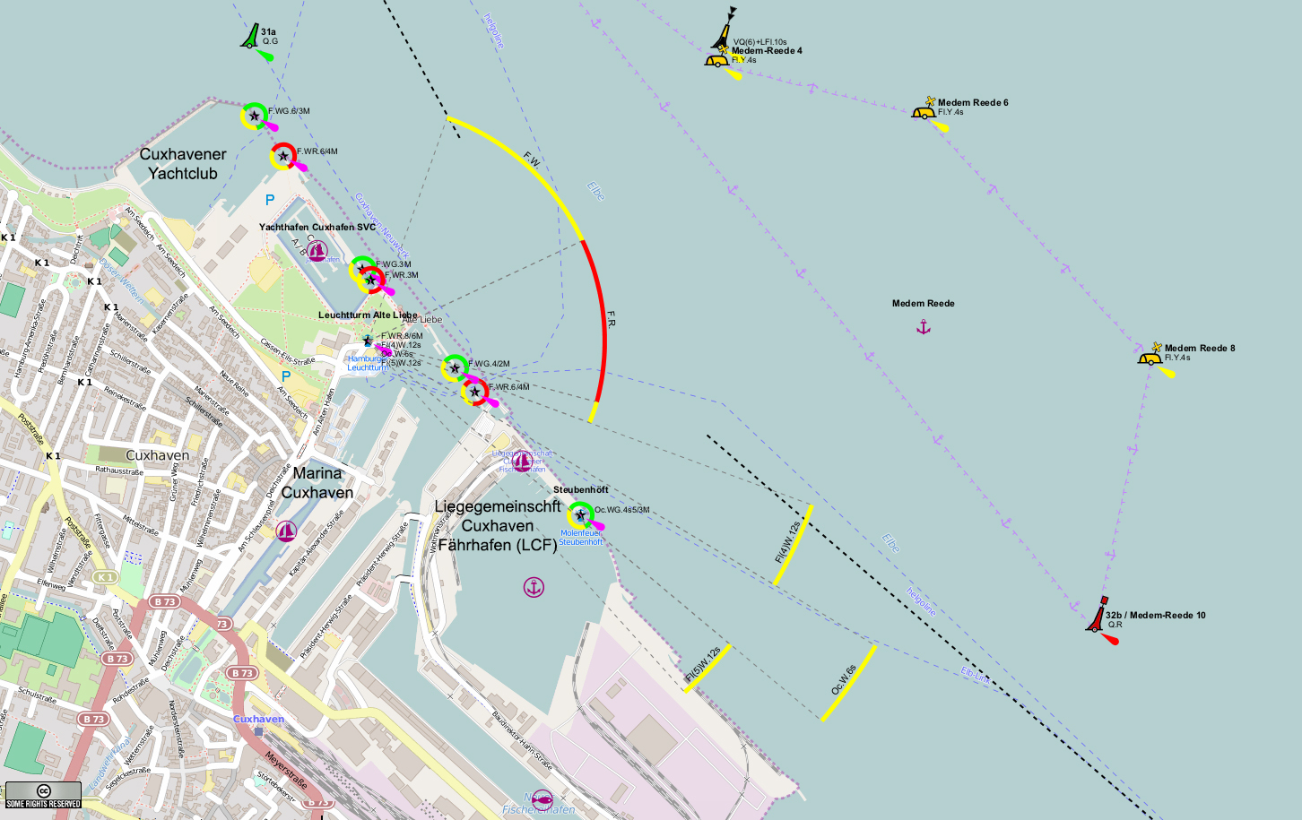 Cuxhaven Hafen - Karten von openseamap.org