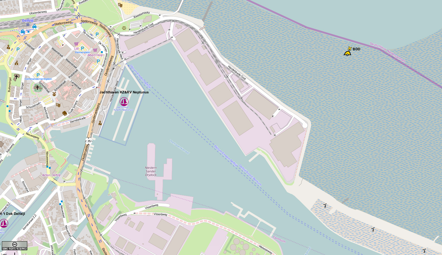 Delfzijl Hafen - Karten von openseamap.org