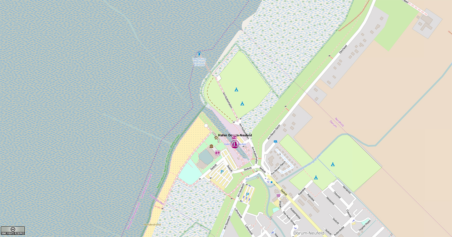 Dorum Neufeld Hafen - Karten von openseamap.org