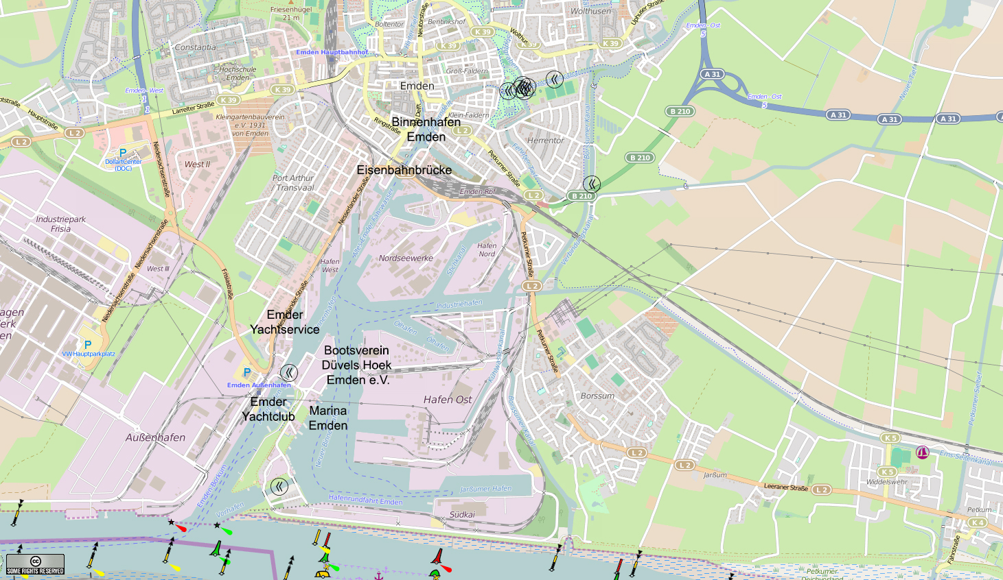 Emden Hafen - Karten von openseamap.org
