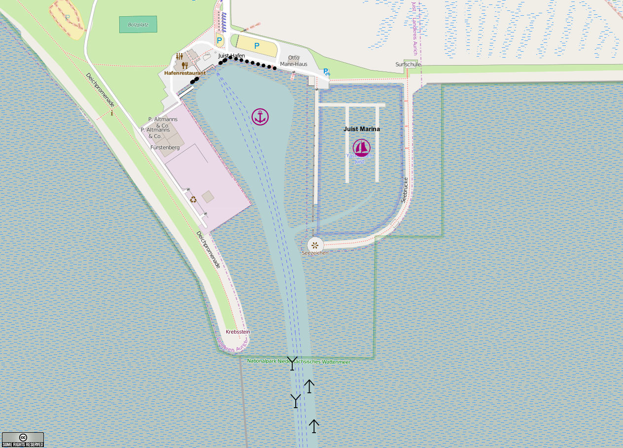 Juist Hafen - Karten von openseamap.org