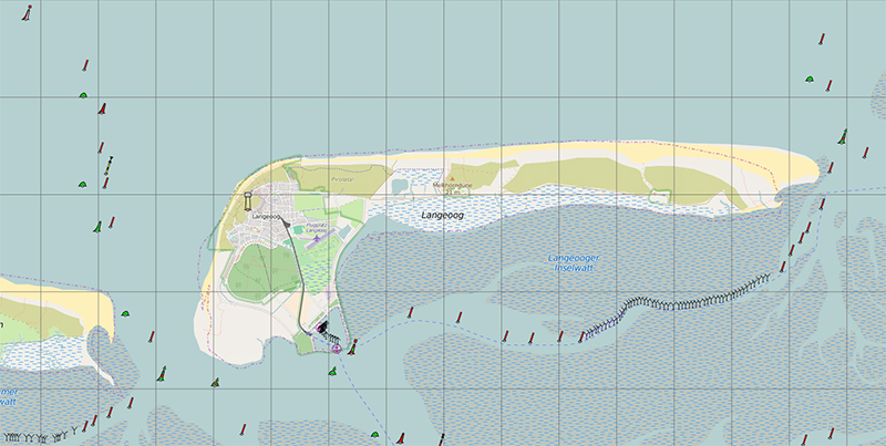 Langeoog Ansteuerung - Karten von openseamap.org