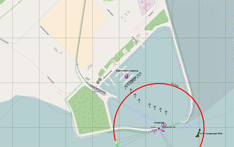 Langeoog Hafen - Karten von openseamap.org