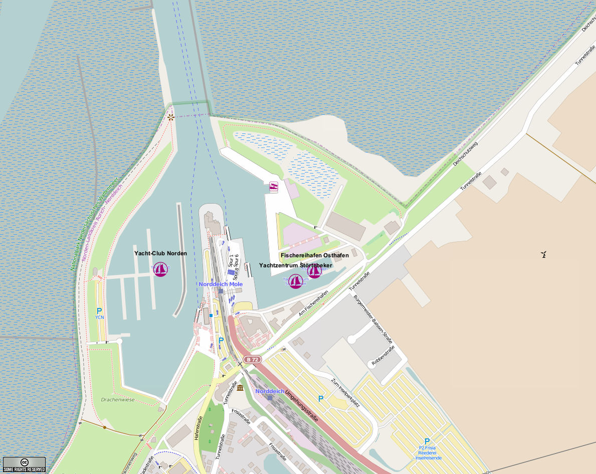 Norddeich Hafen - Karten von openseamap.org