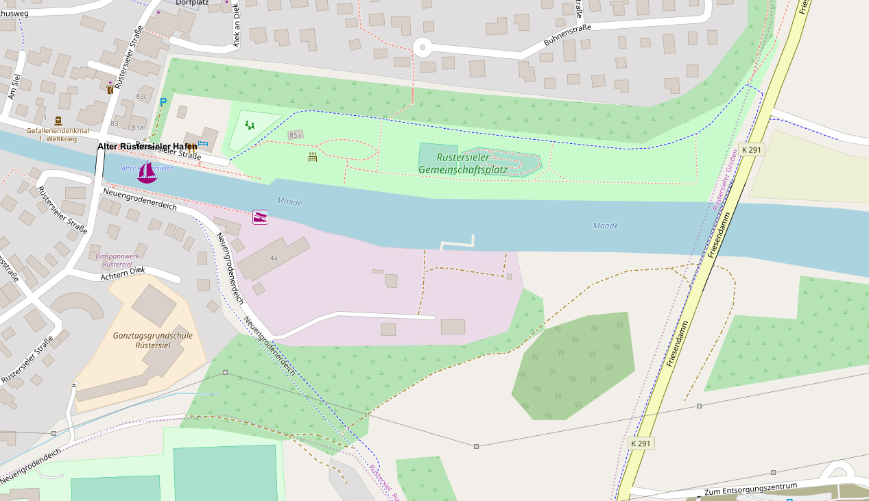 Rüstersiel Alter Hafen - Karte von openseamap.org